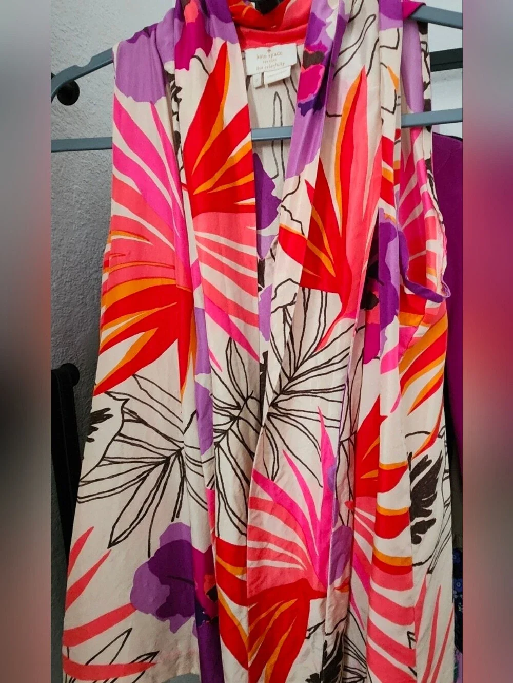 Kate Spade Silk Floral Neck Tie Blouse. XS
